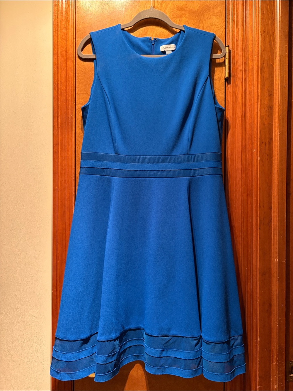 Calvin Klein Sleeveless A-Line Dress in Royal Blue